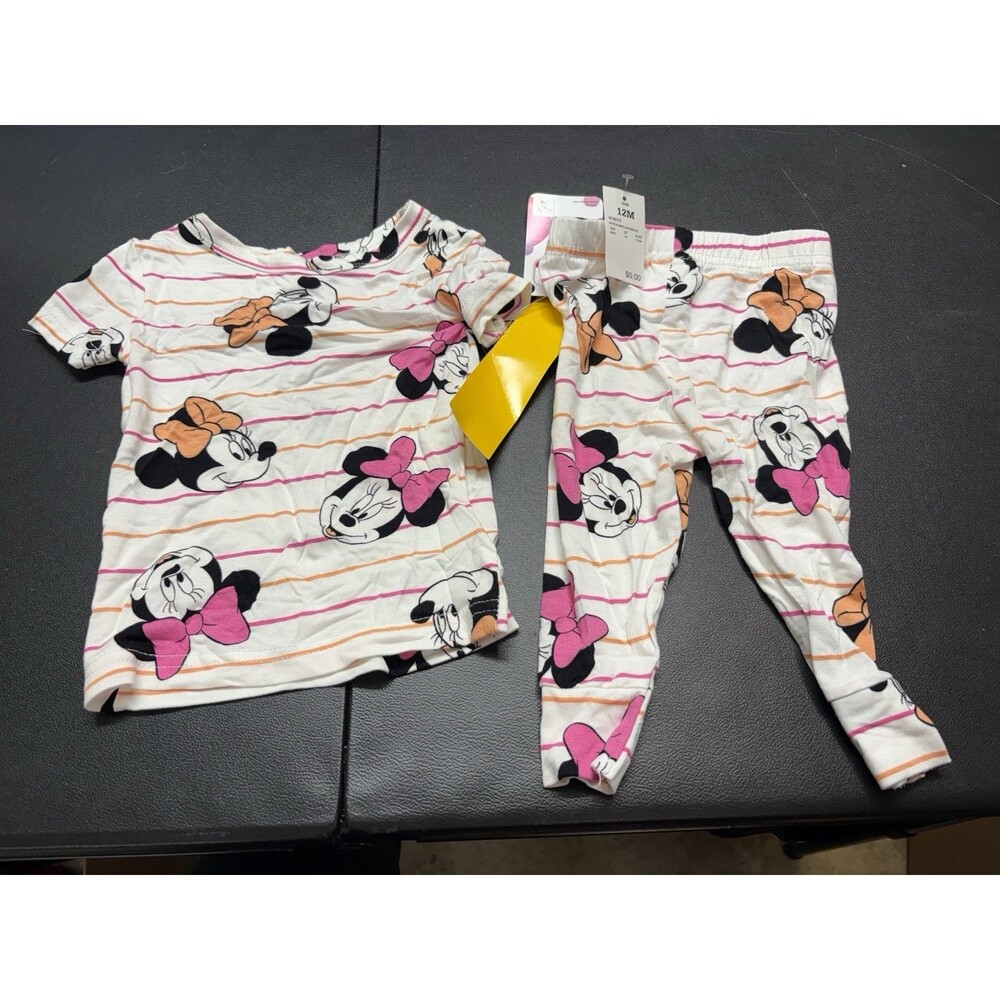 Minnie Mouse Girls 12 Month 2 Piece Pajamas Short Sleeve W/ Pants NWT